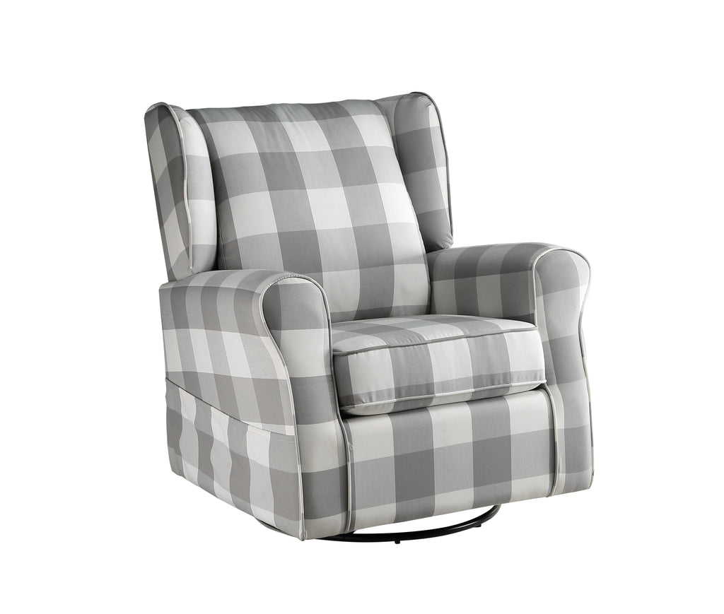 Patli Gray & White Fabric Glider Chair with Swivel