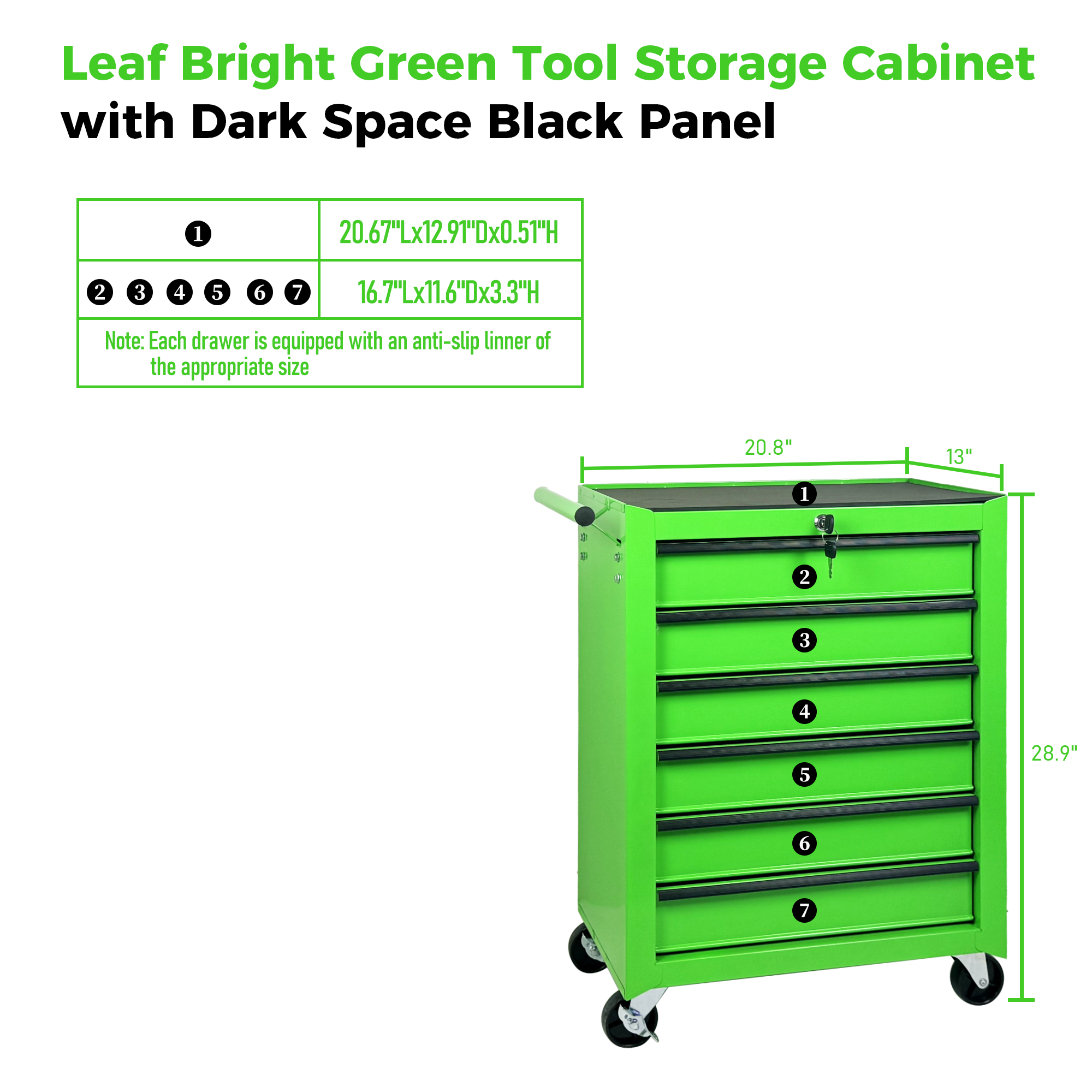 Rolling Metal Tool Chest with 6 Drawers