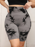 Women's Tie-Dye High-Waisted Yoga Shorts With Butt-Lifting Design