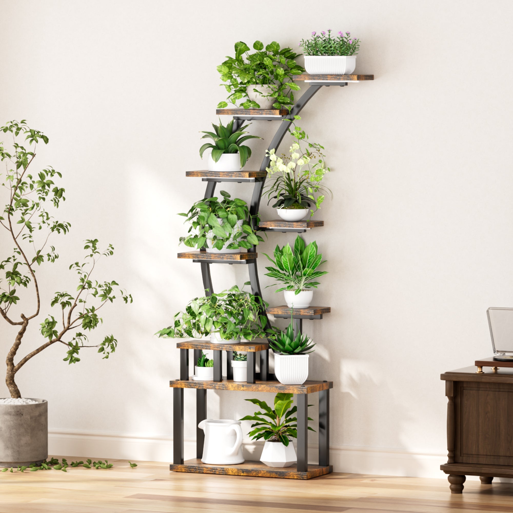 9-Tier Indoor Plant Stand with Grow Lights