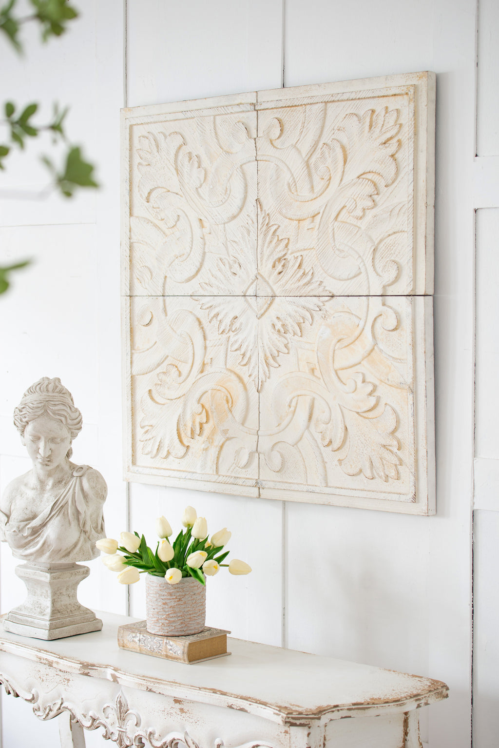S/4 Distressed Wooden Square Wall Panels