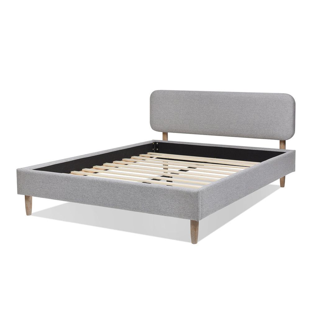 Diego Low Upholstered Platform Bed, Queen, Light
