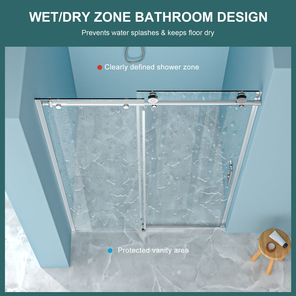 Single Sliding Bypass Shower Enclosure - 48" W x 76" H