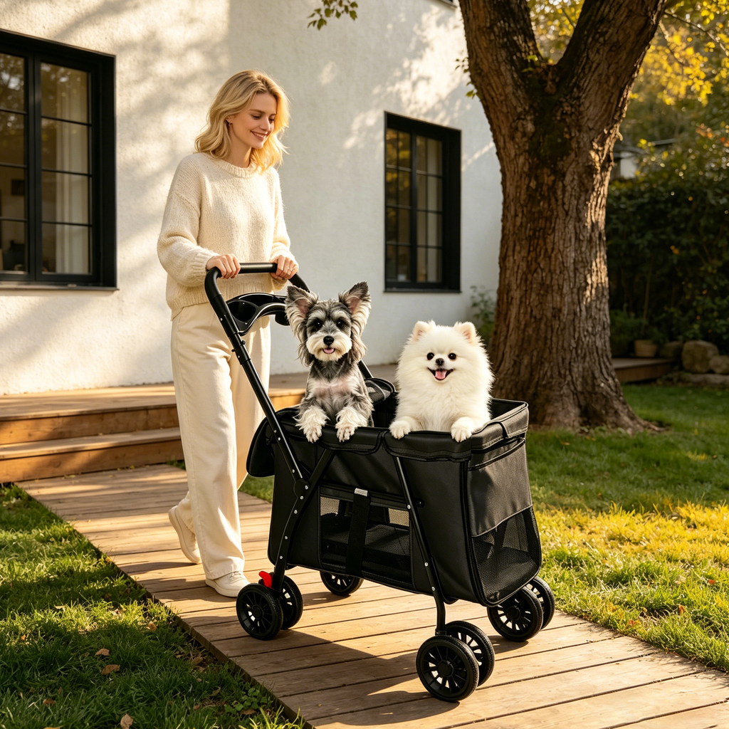 Leavader Foldable Pet Stroller with Safety Features