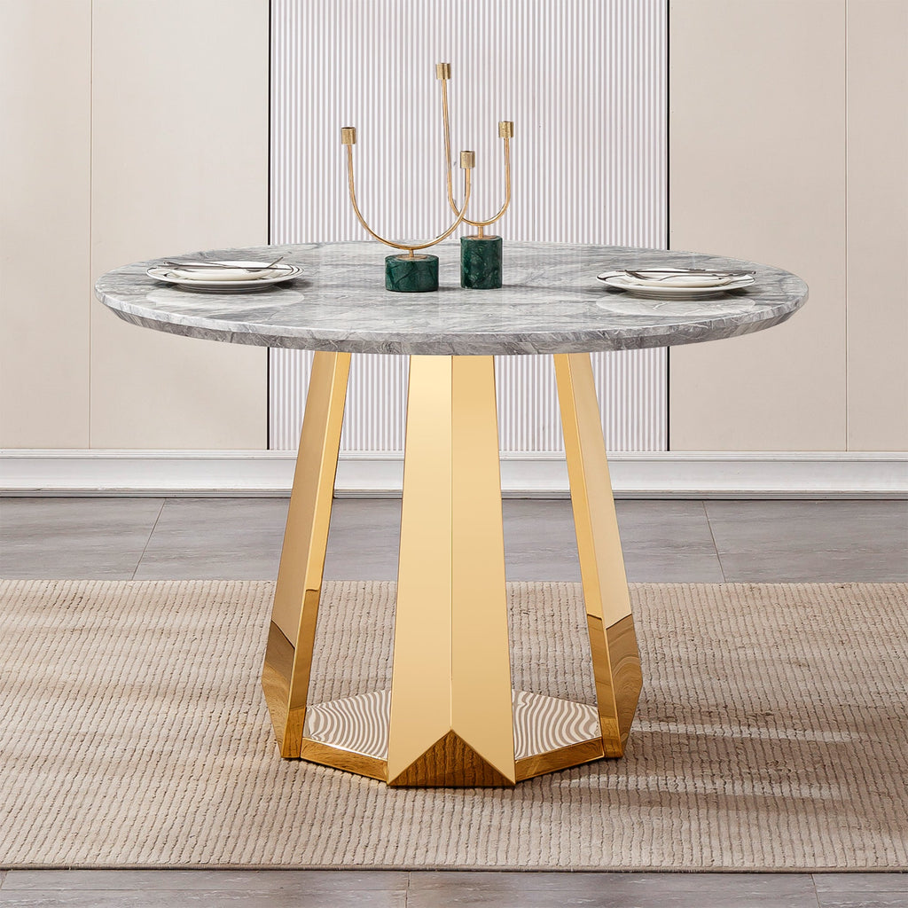 47" Round Marble Dining Table