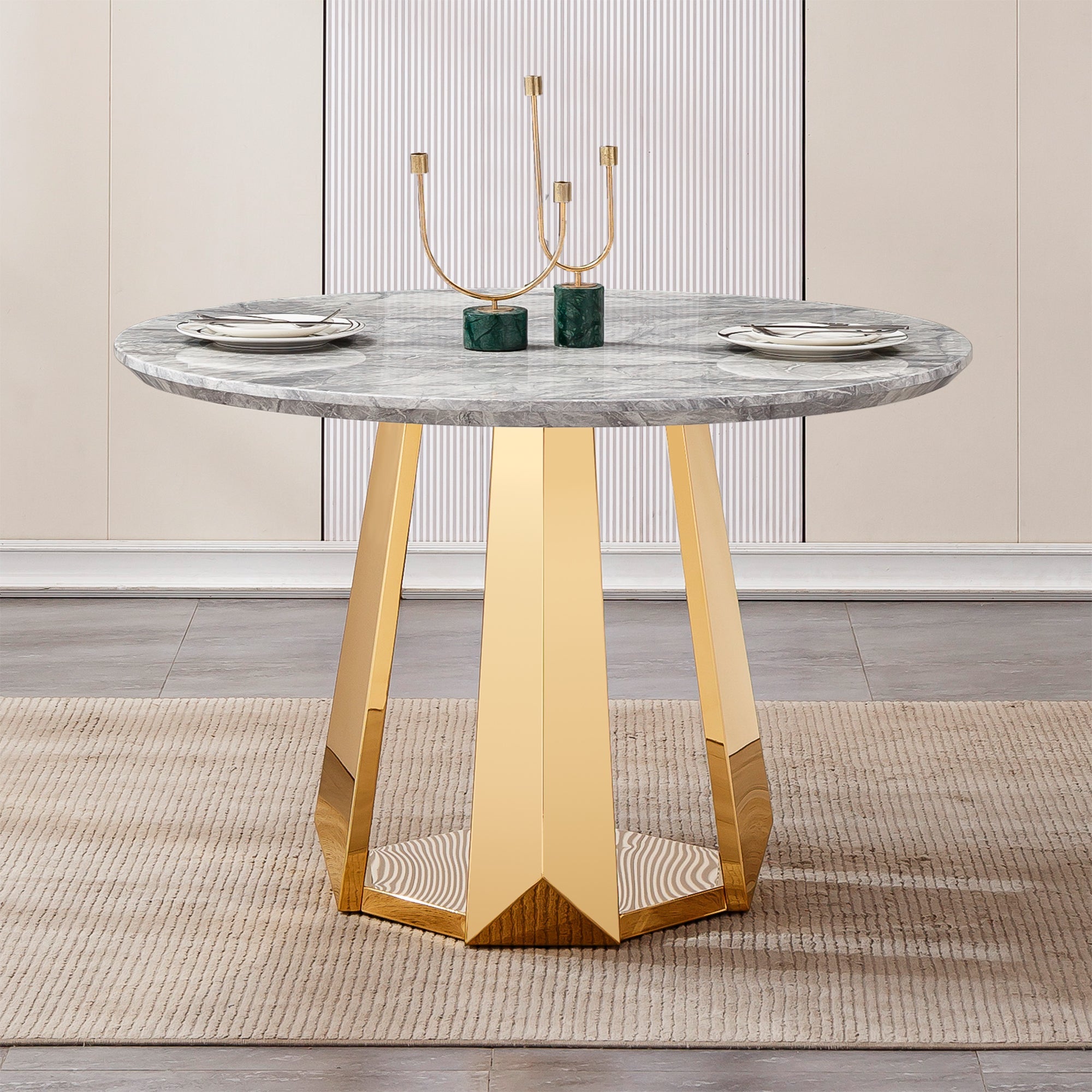47" Round Marble Dining Table