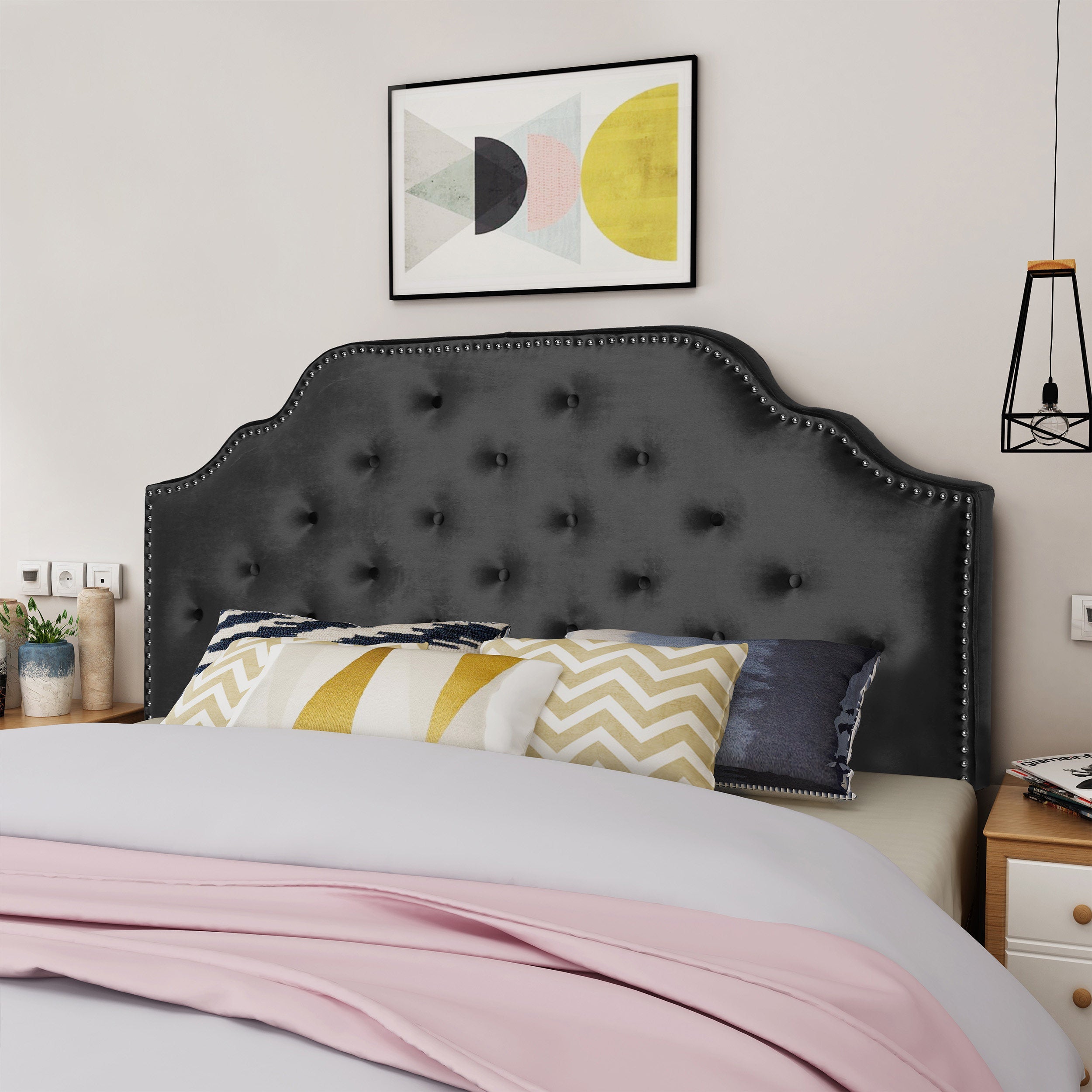 Tufted Upholstered Headboard Queen Size