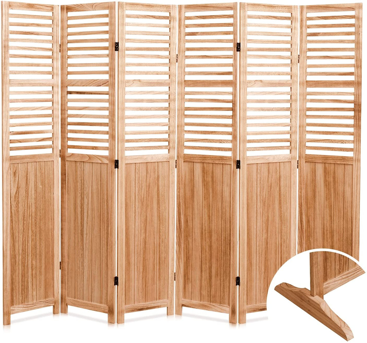 6-Panel Solid Wood Folding Room Divider