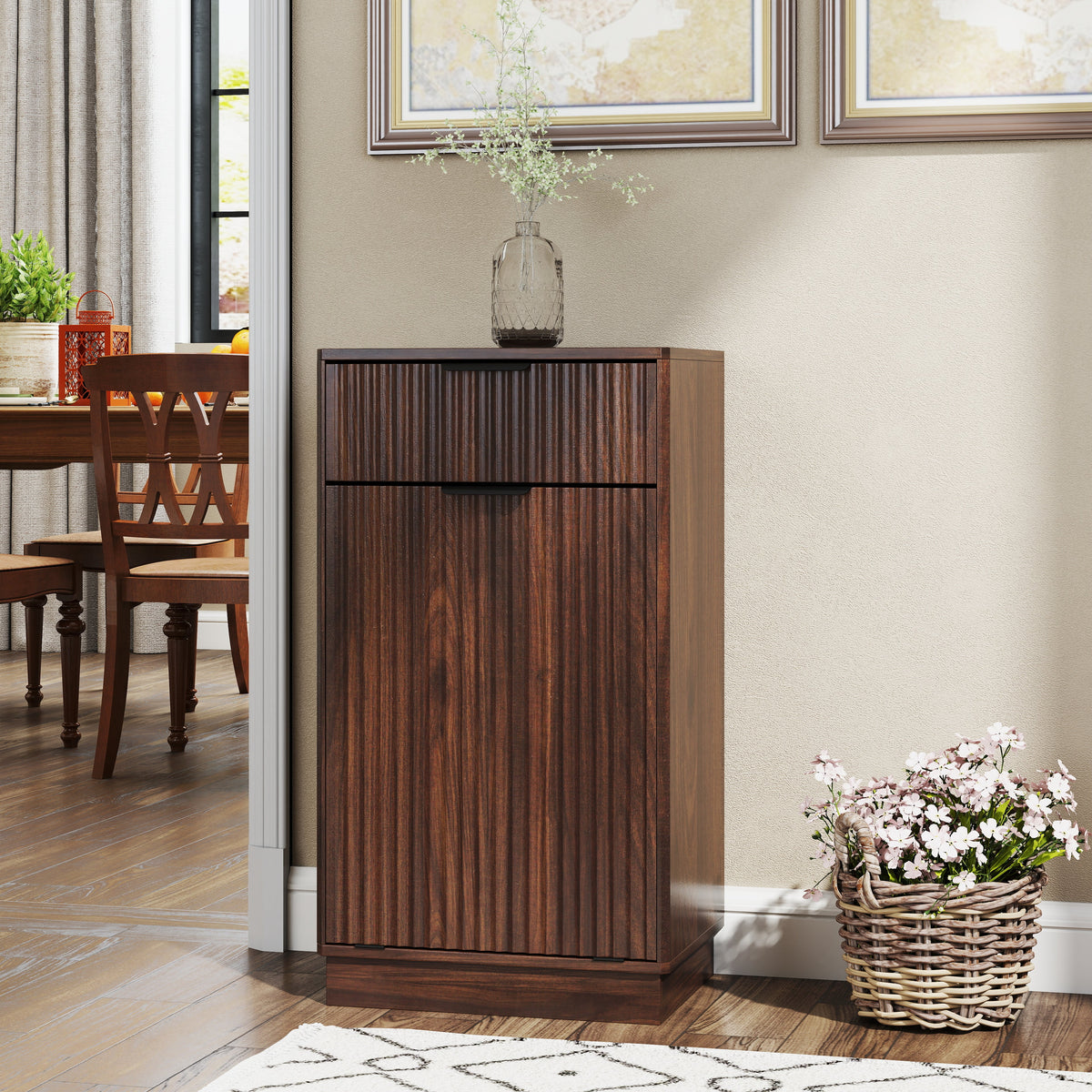 10-Gallon Woodgrain Tilt-Out Trash Can Cabinet