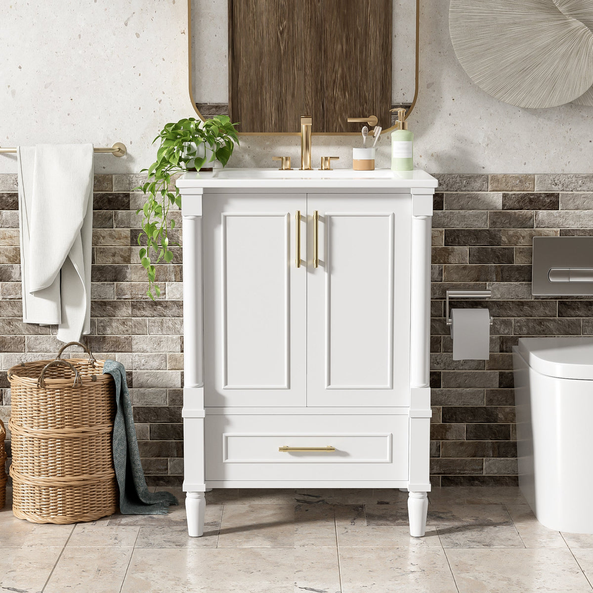 24" Modern Bathroom Vanity with Ornate Motif Design