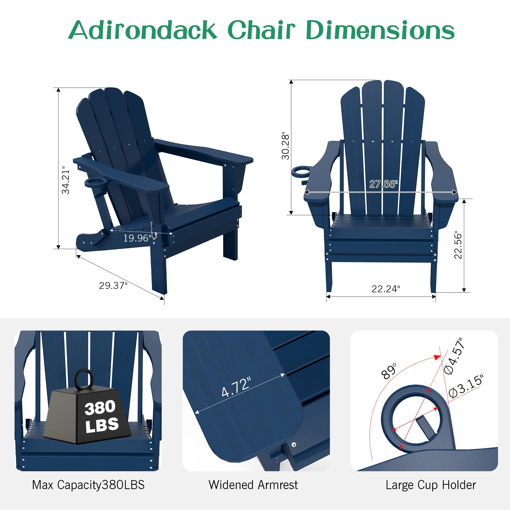 Folding Adirondack Chair with Cup Holder - Dark HDPE
