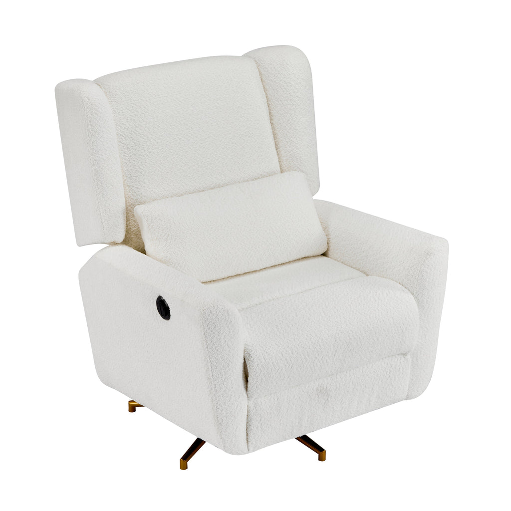 Power Recliner Chair Swivel, Boucle Upholstered