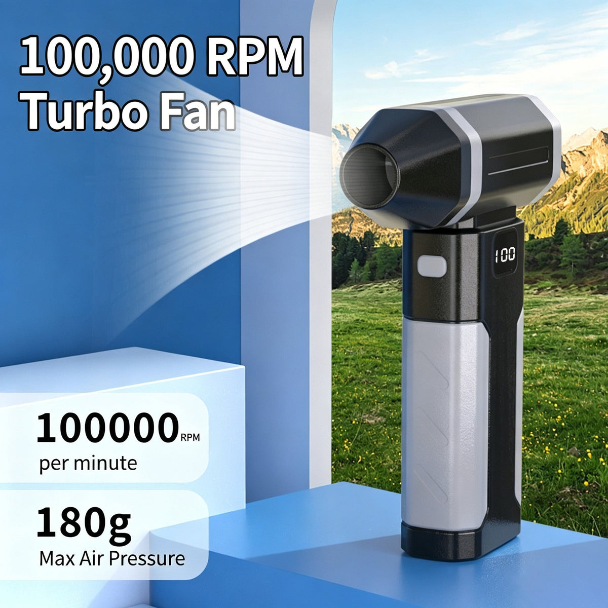 Cross-Border Hot Selling Portable Violent Fan For Car Use Snow Removal Dust Blowing, Emergency Lighting Outdoor High Power Blower