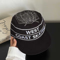 Street Hip-hop Style Letter Embroidery Flat Cap With Retro Color Contrast Hip-hop Stripes Flat Cap, Versatile Trendy Hat