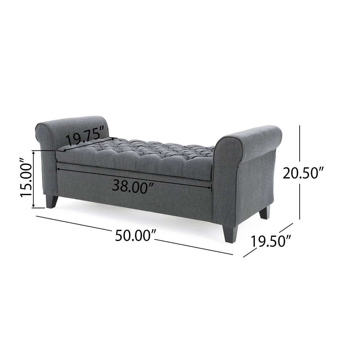 Hayes Armed Storage Bench