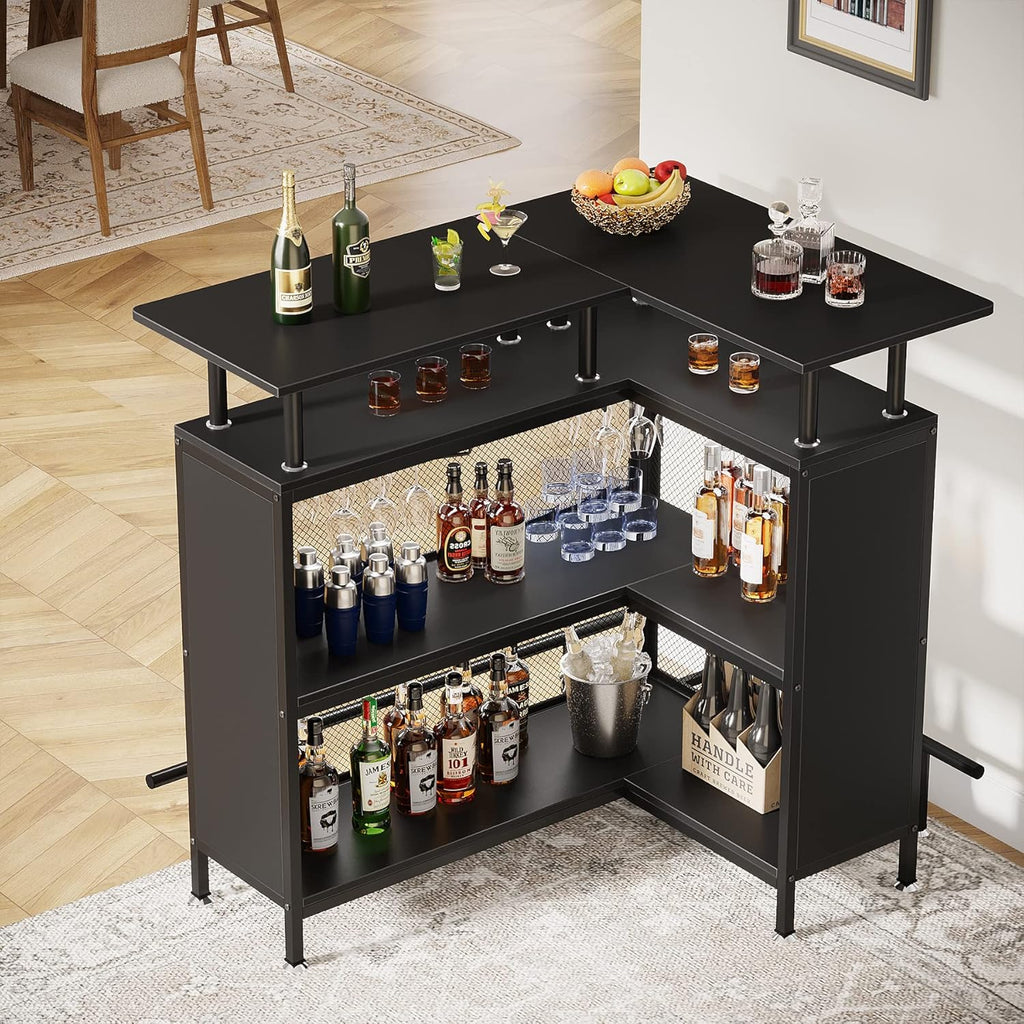 36” x 48” L-Shaped Home Bar Unit with Footrest