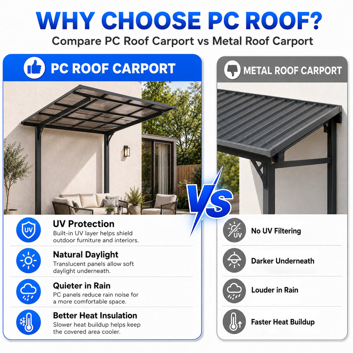 10x10FT PC Roof Carport