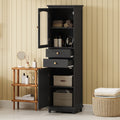 63" Tall Bathroom Storage Cabinet with Glass Doors