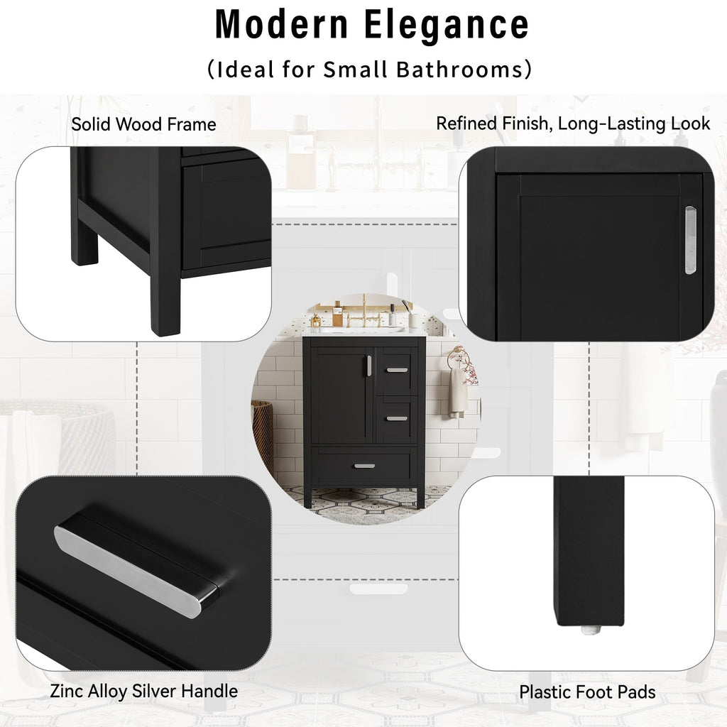 Modern 24-Inch Bathroom Vanity with Ceramic Sink