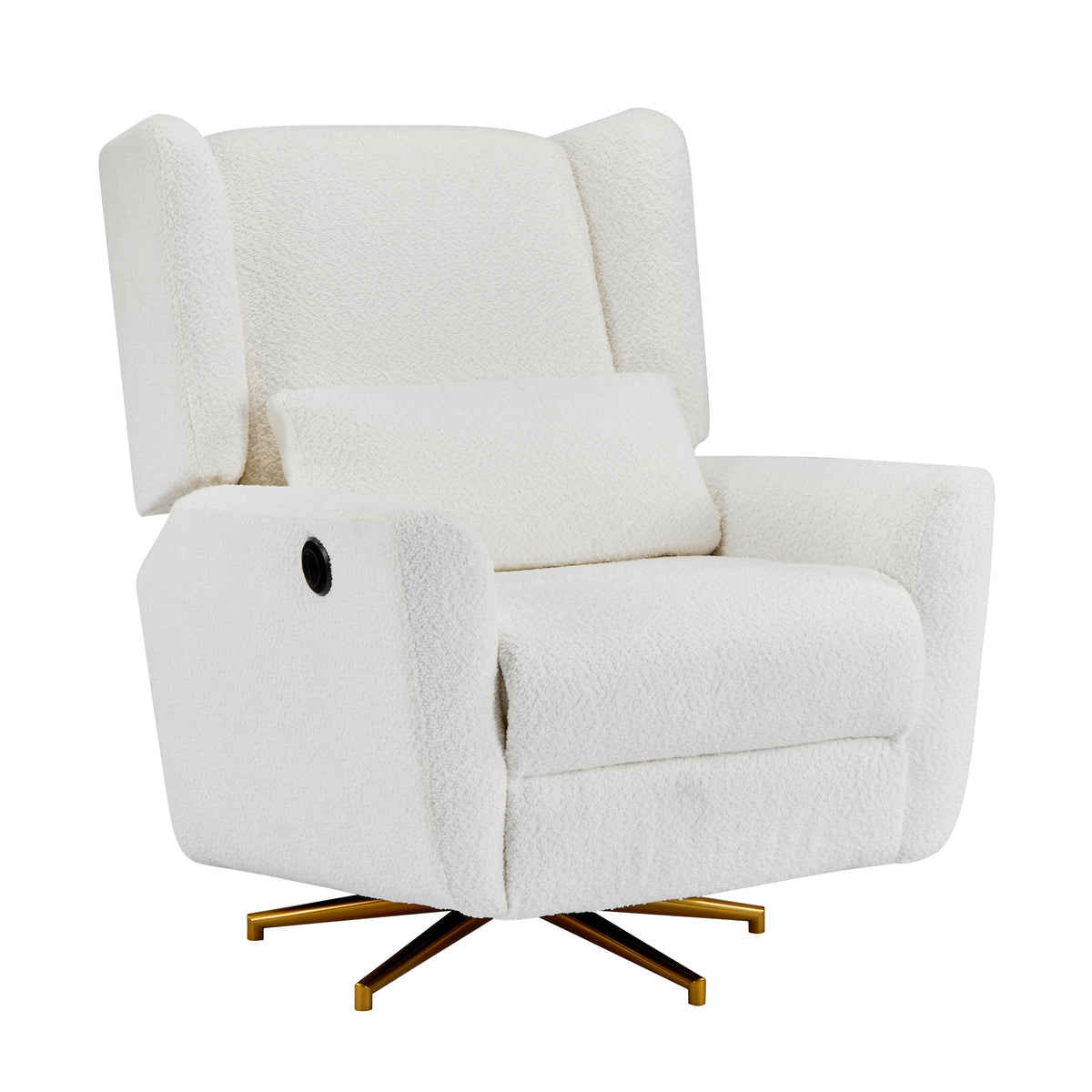 Power Recliner Chair Swivel, Boucle Upholstered