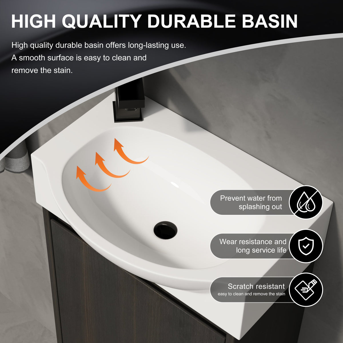 16" Bathroom Vanity Sink Combo for Small Space