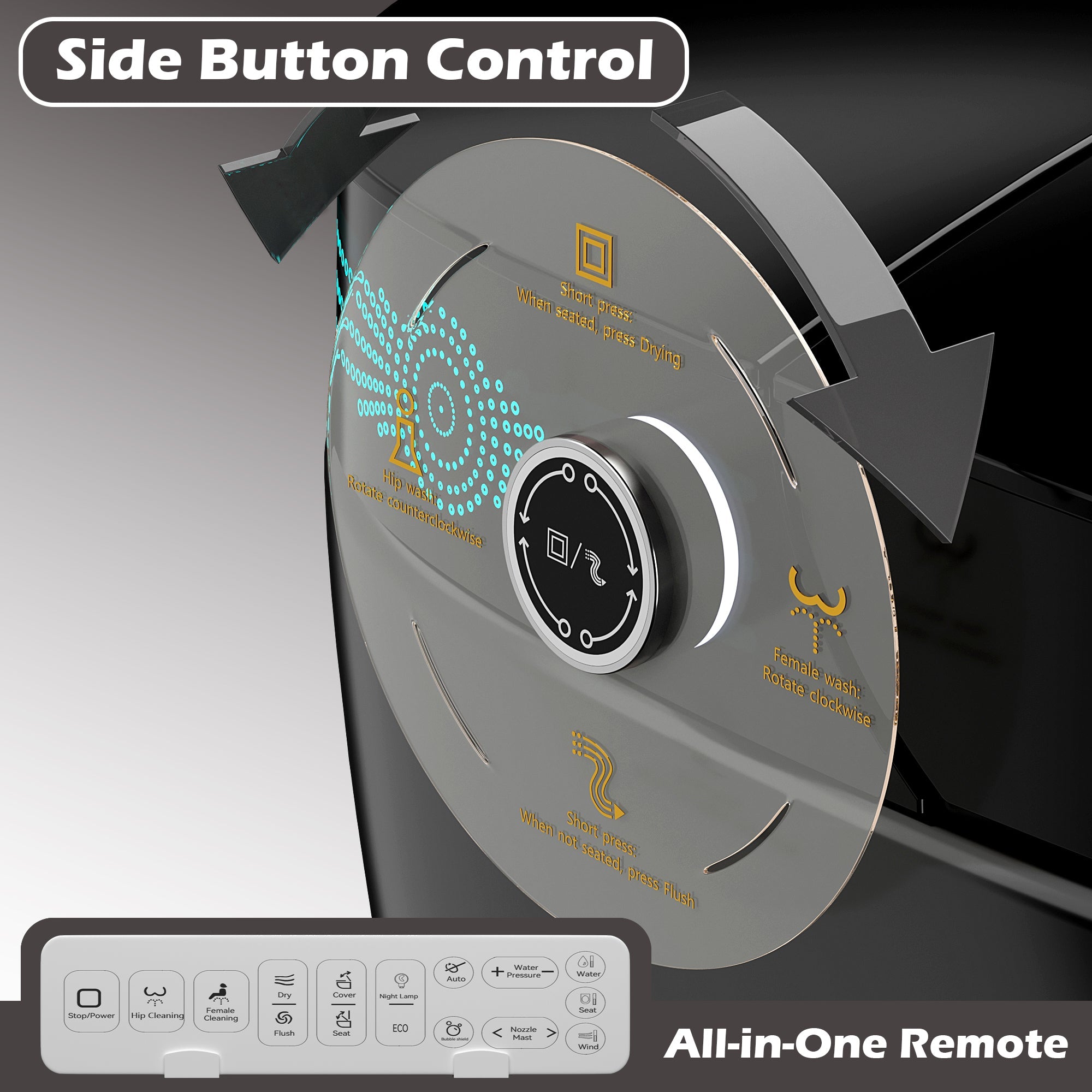 Smart Toilet with Bidet Built In - Black