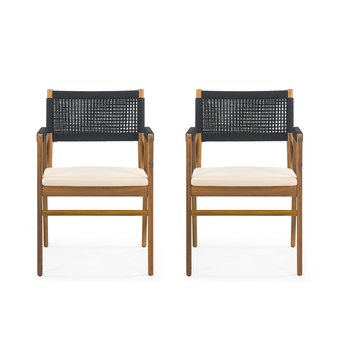 Outdoor Acacia Wood Dining Armchair with Cushion