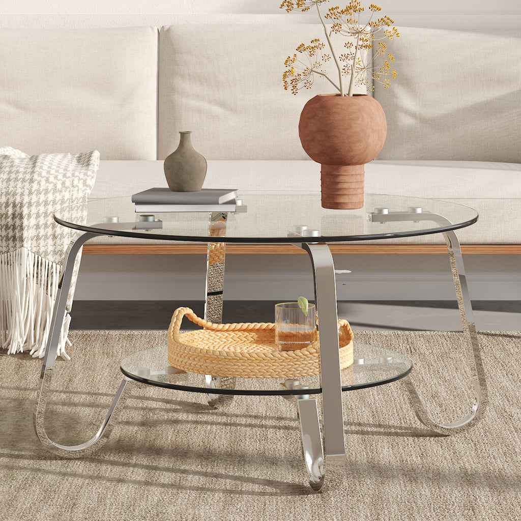 Retro Minimalist Style Metal Frame Coffee Table