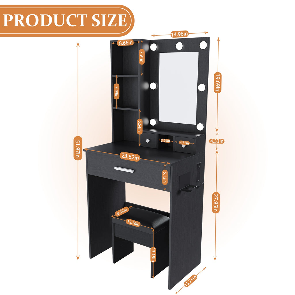 Vanity Table with Mirror & Adjustable LED Lights