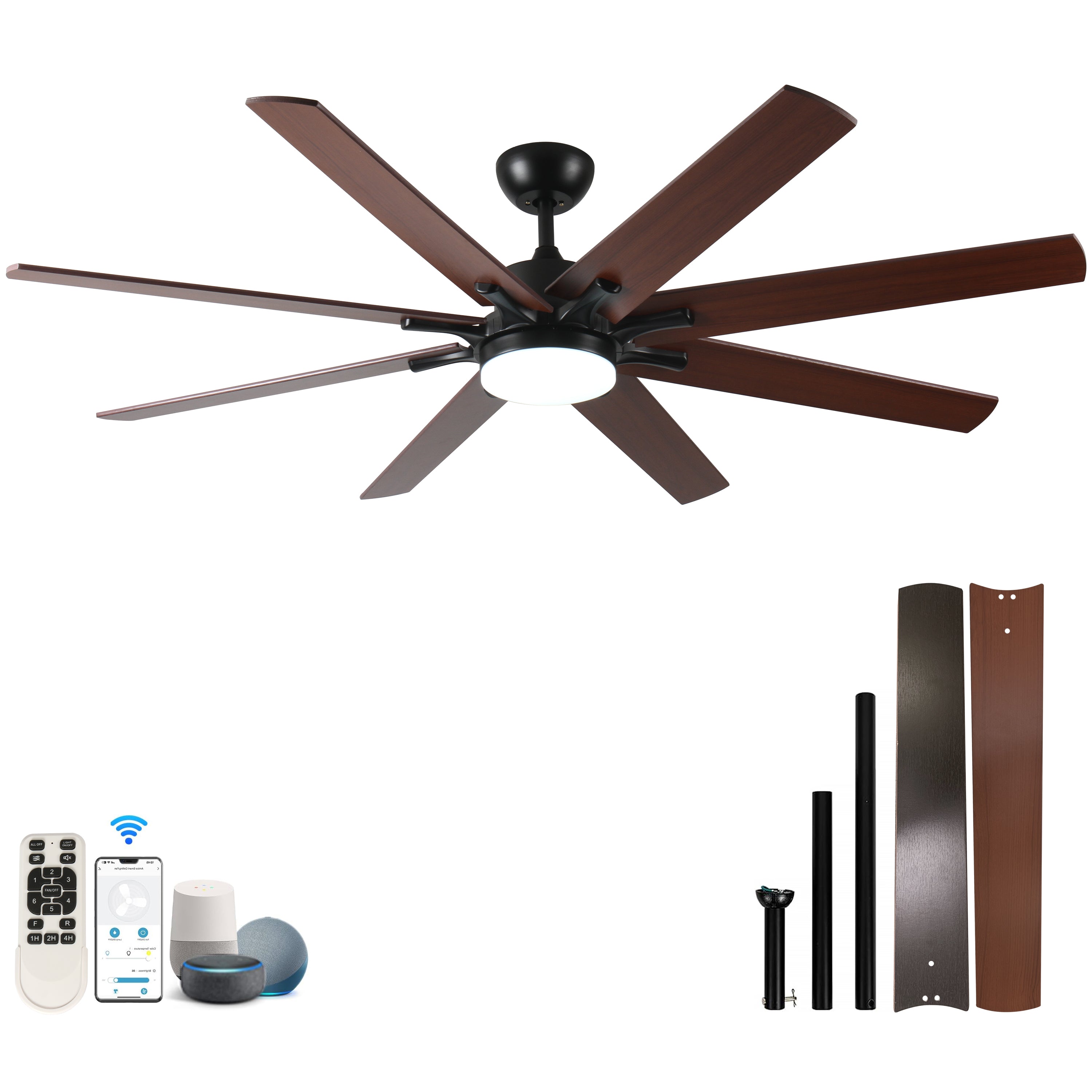 72 Inch Large Ceiling Fan with Lights and Remote Control