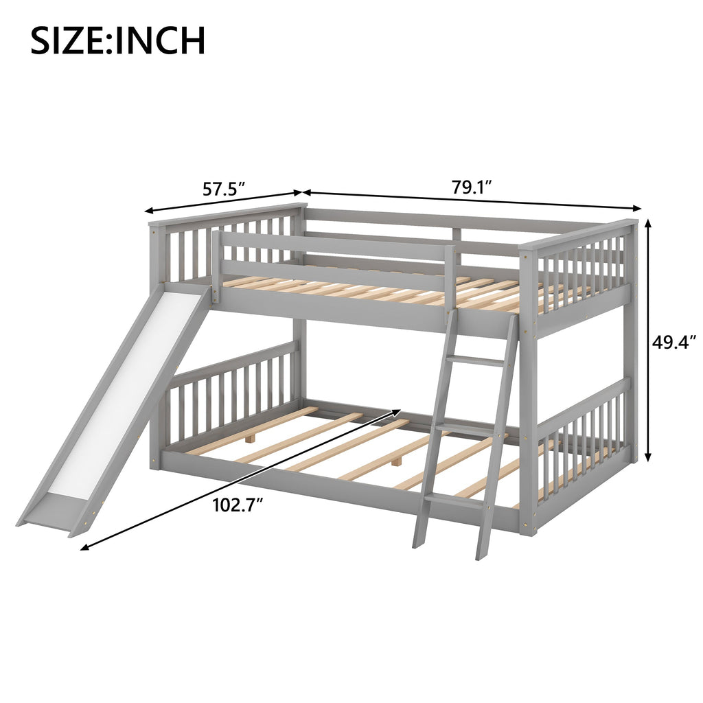 Full Over Full Bunk Bed with Convertible Slide and Ladder