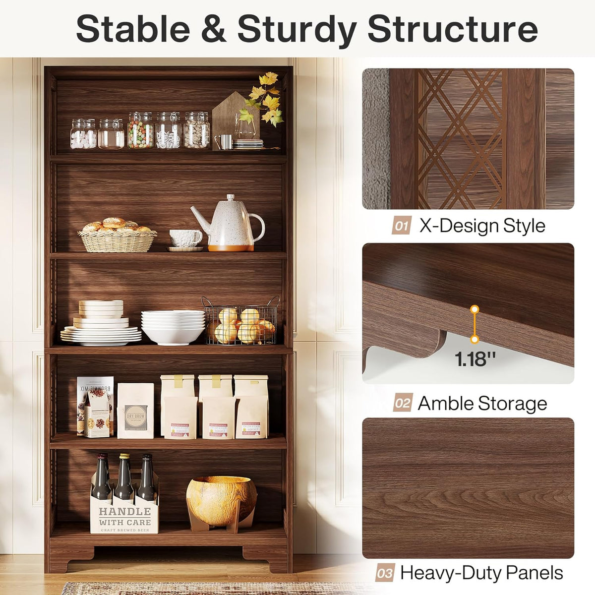 70.8" 6-Tier Vintage Bookcase