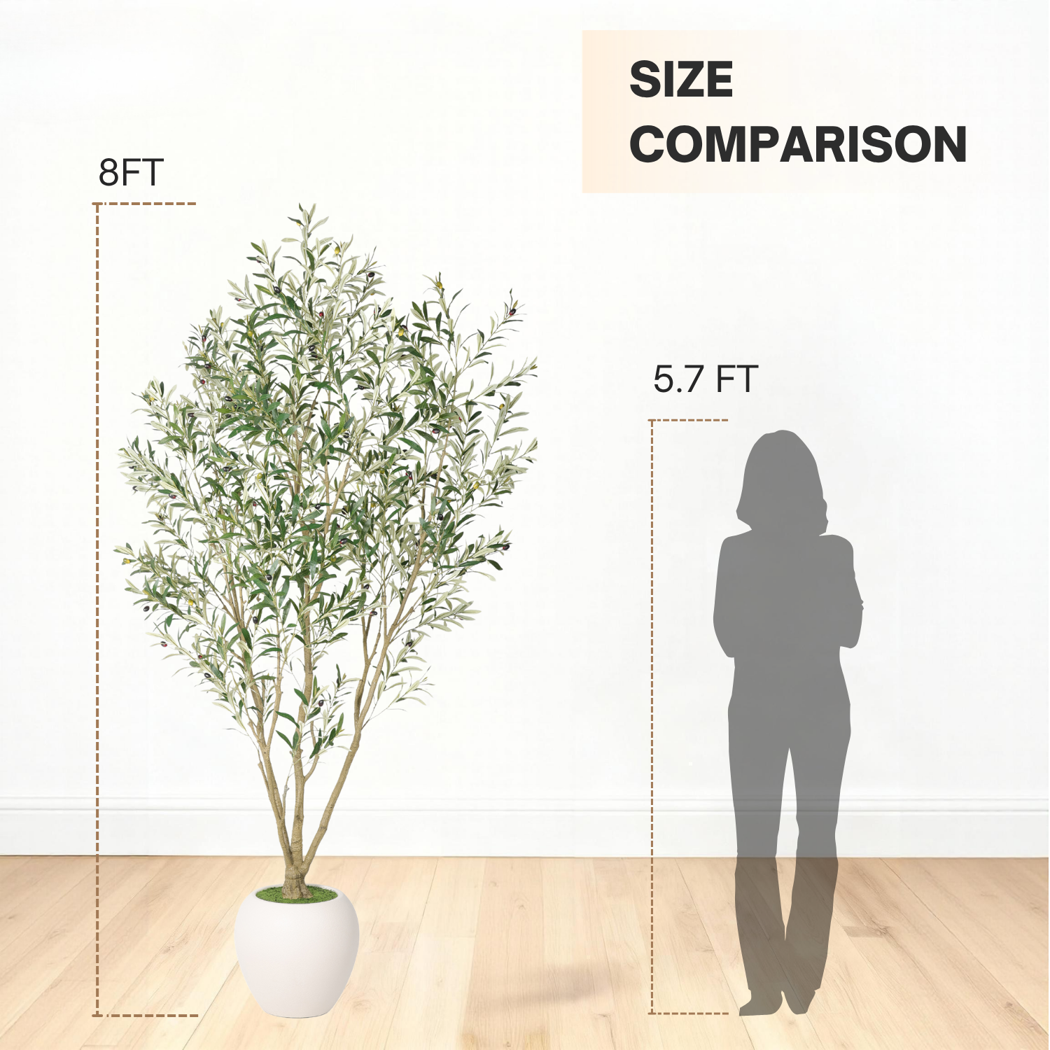8FT Artificial Olive Tree With Big Decorative Planter