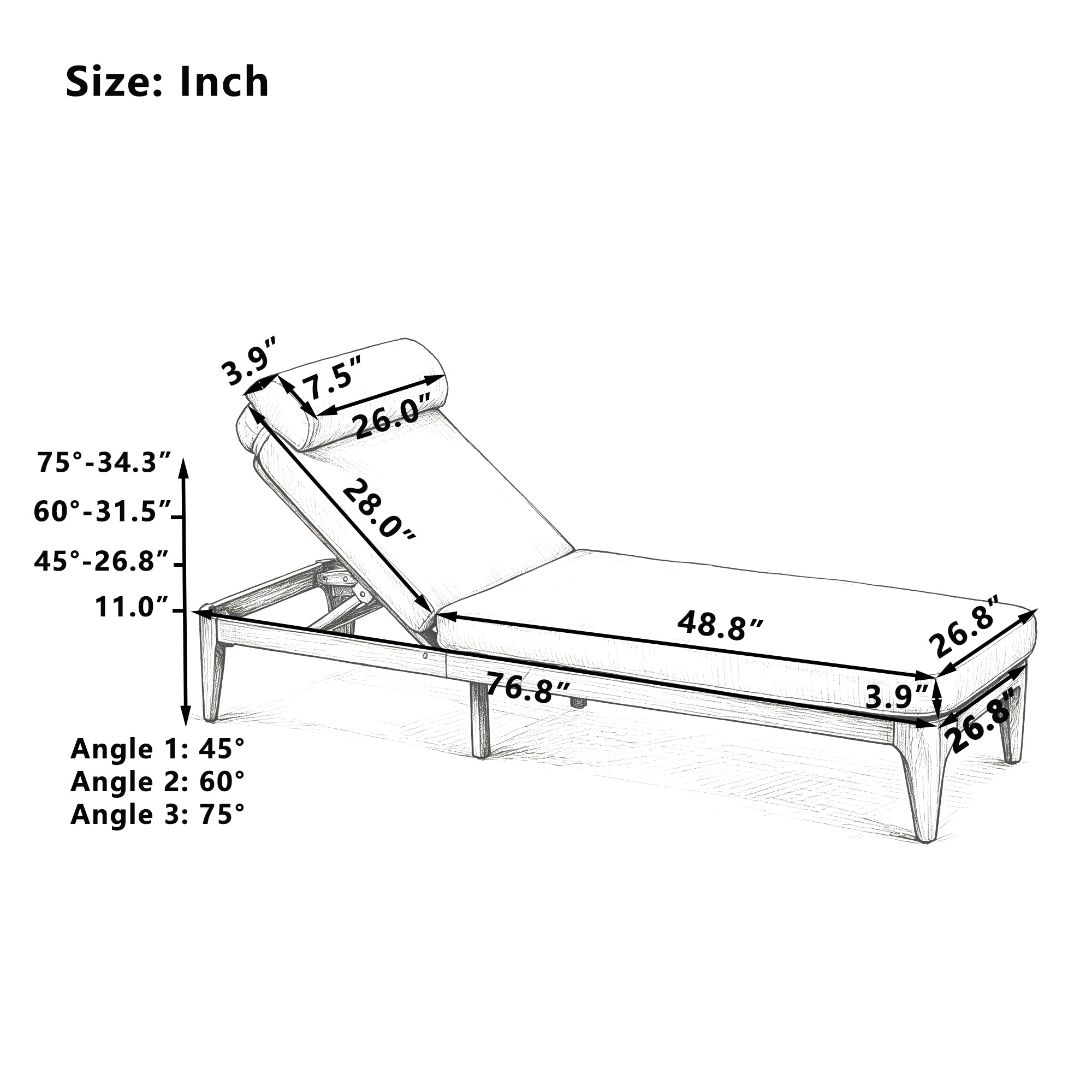 TOPMAX Acacia Wood Chaise Lounge - Outdoor Sun Lounge Chair