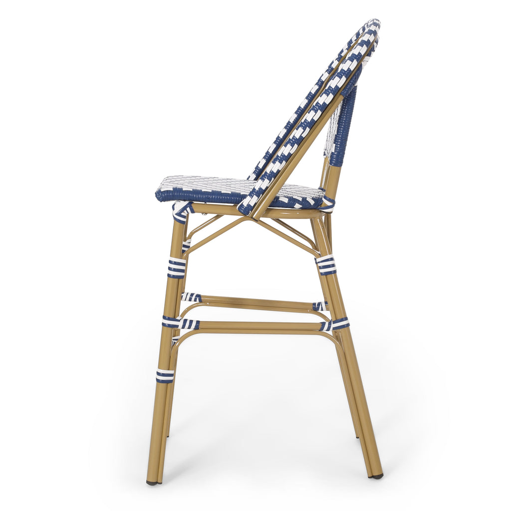 29.5" Outdoor PE Rattan French Barstool