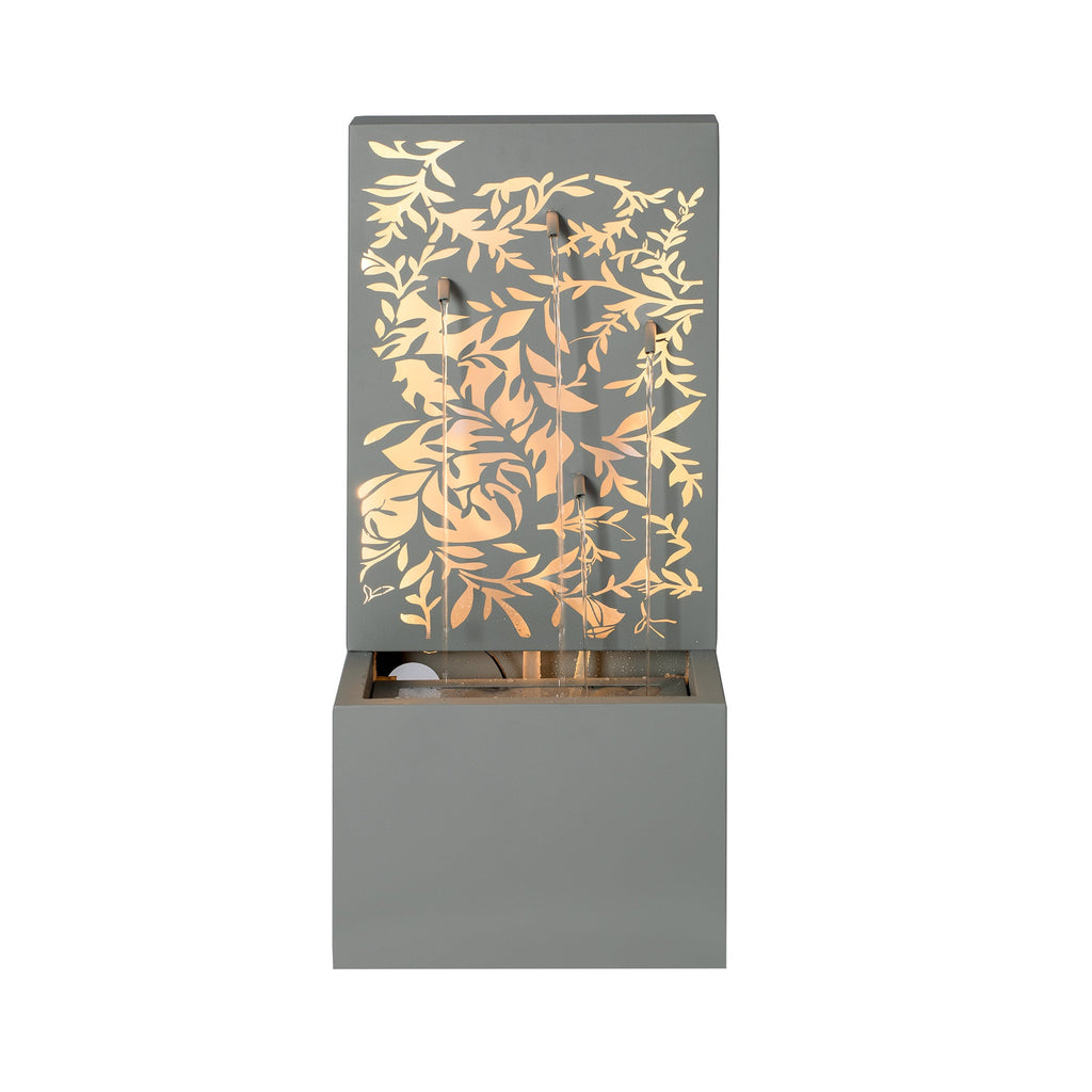 Light Gray Metal Leaf Cutout Water Wall Fountain