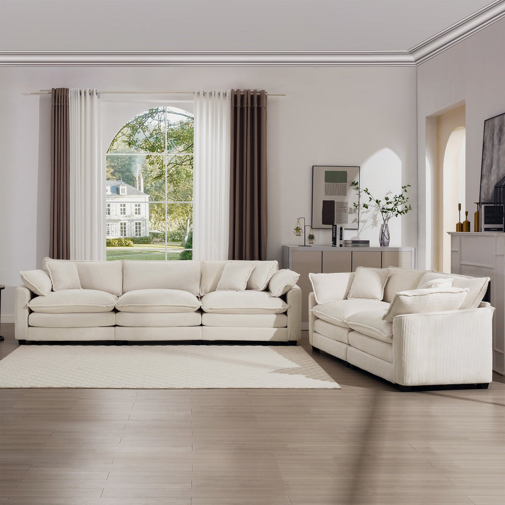 Modern Fabric Living Room Sofa Set - 2 Sofas