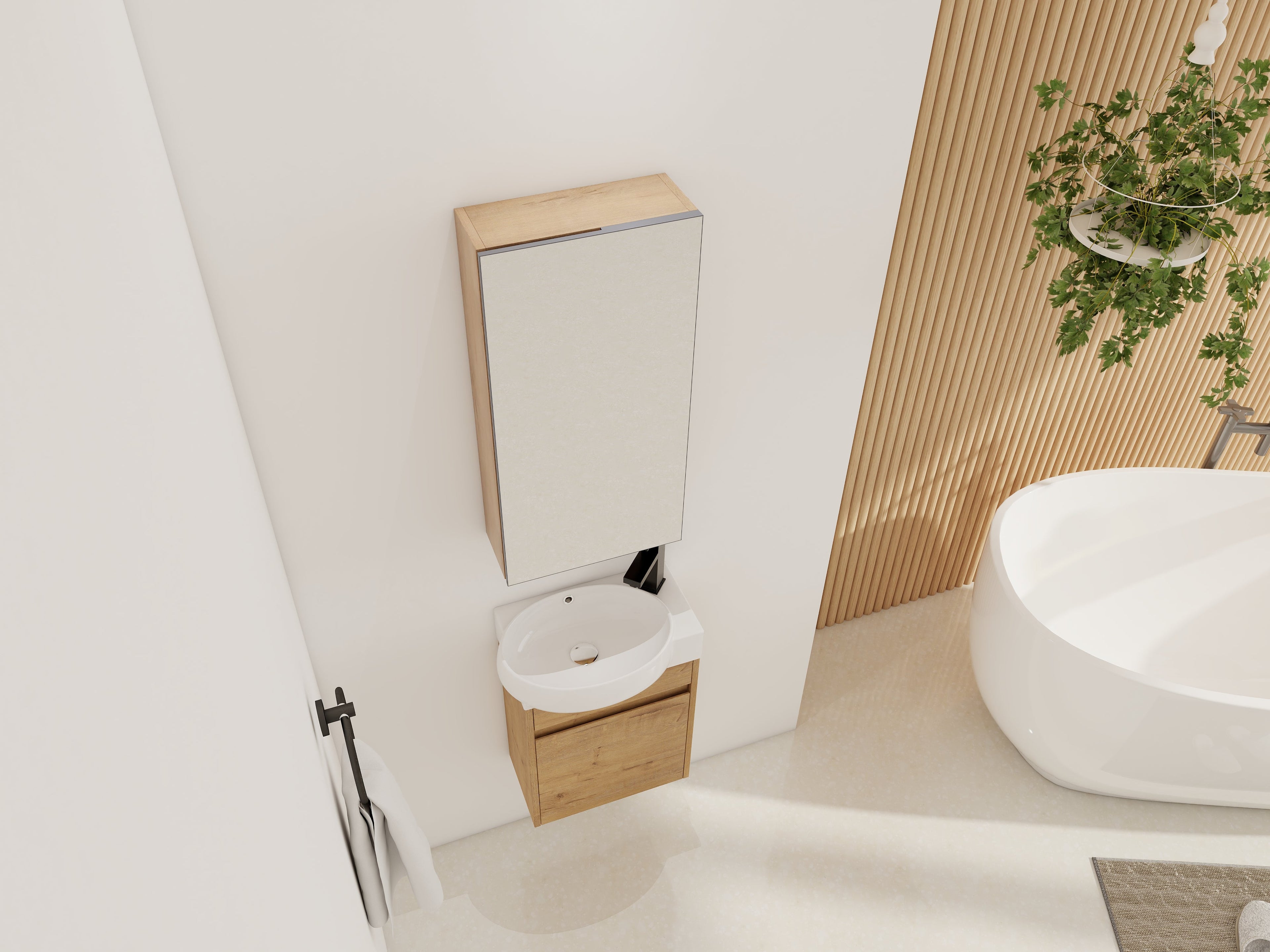 14" Bathroom Mirror Cabinet with Storage