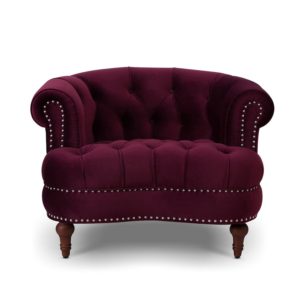 La Rosa Victorian Tufted Upholstered Accent Chair, Burgundy Velvet
