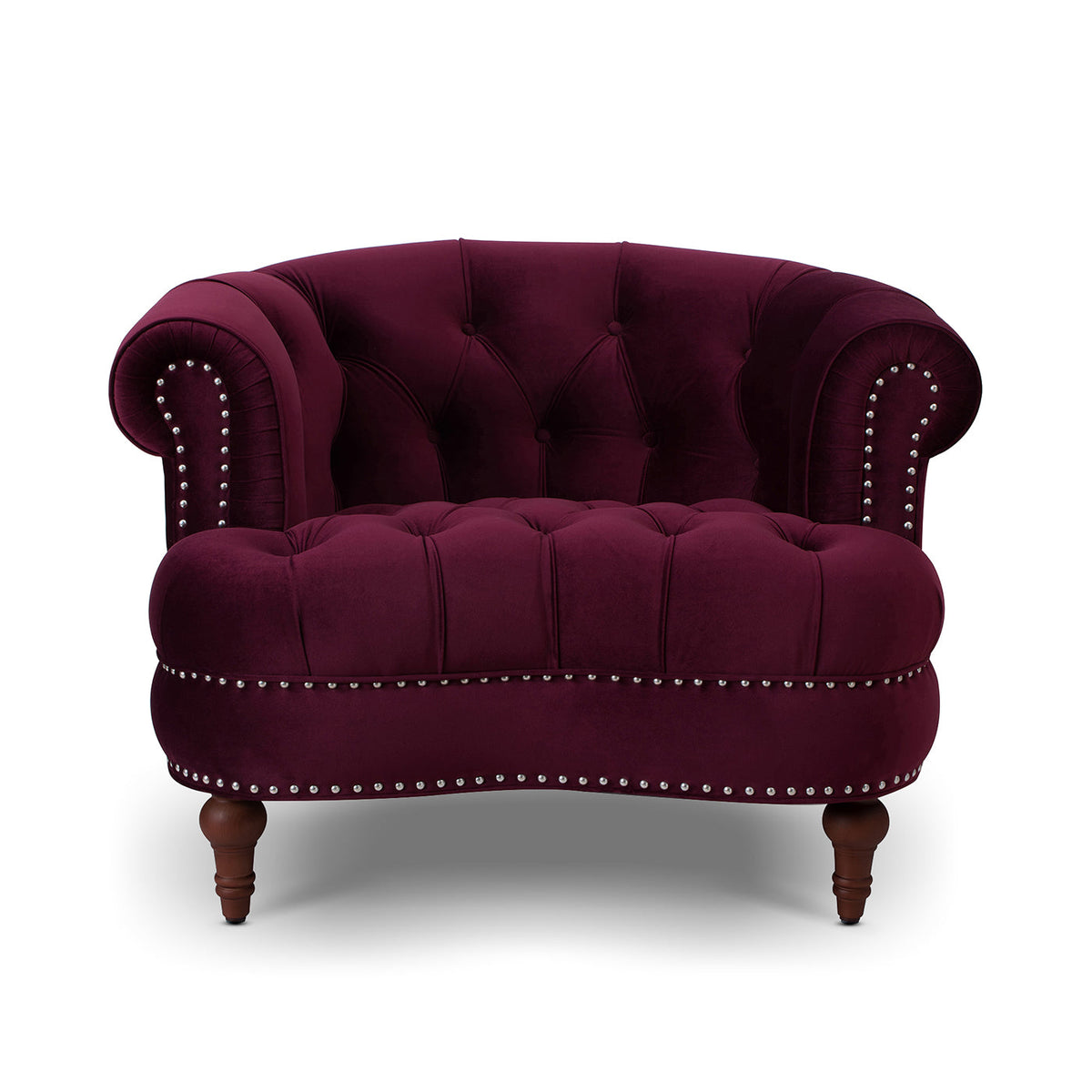 La Rosa Victorian Tufted Upholstered Accent Chair, Burgundy Velvet
