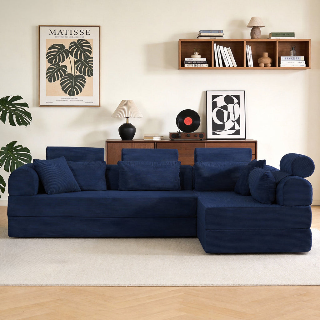L Shape Modular Sectional Sofa - Blue