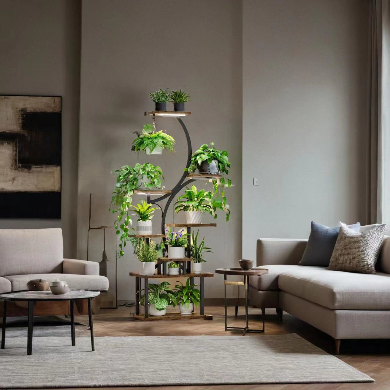 8 Tiered Indoor Plant Stand with Grow Lights