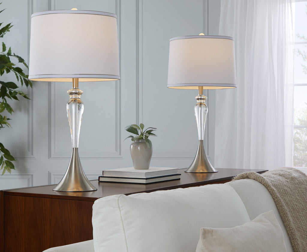 28" Contemporary Crystal Table Lamp Set