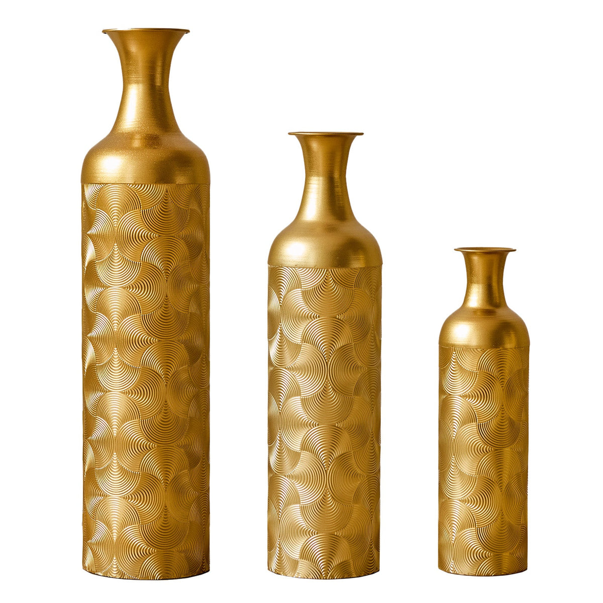 3 Pack Gold Metal Vases