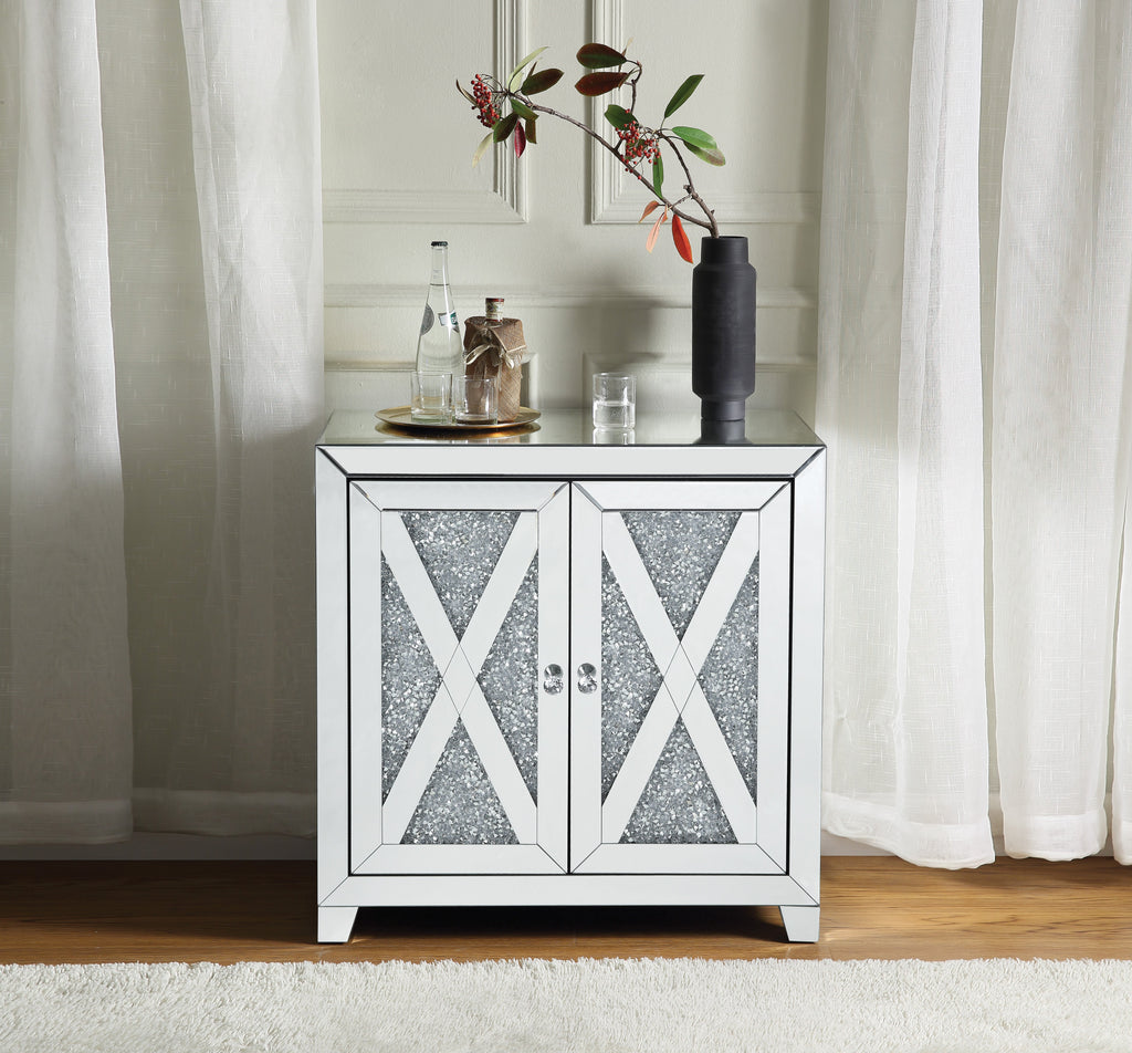 Noralie Mirrored & Faux Diamonds Console Cabinet