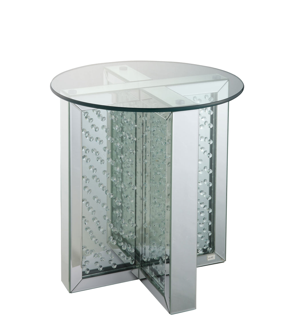 Nysa Mirrored & Faux Crystals End Table (Assembled)
