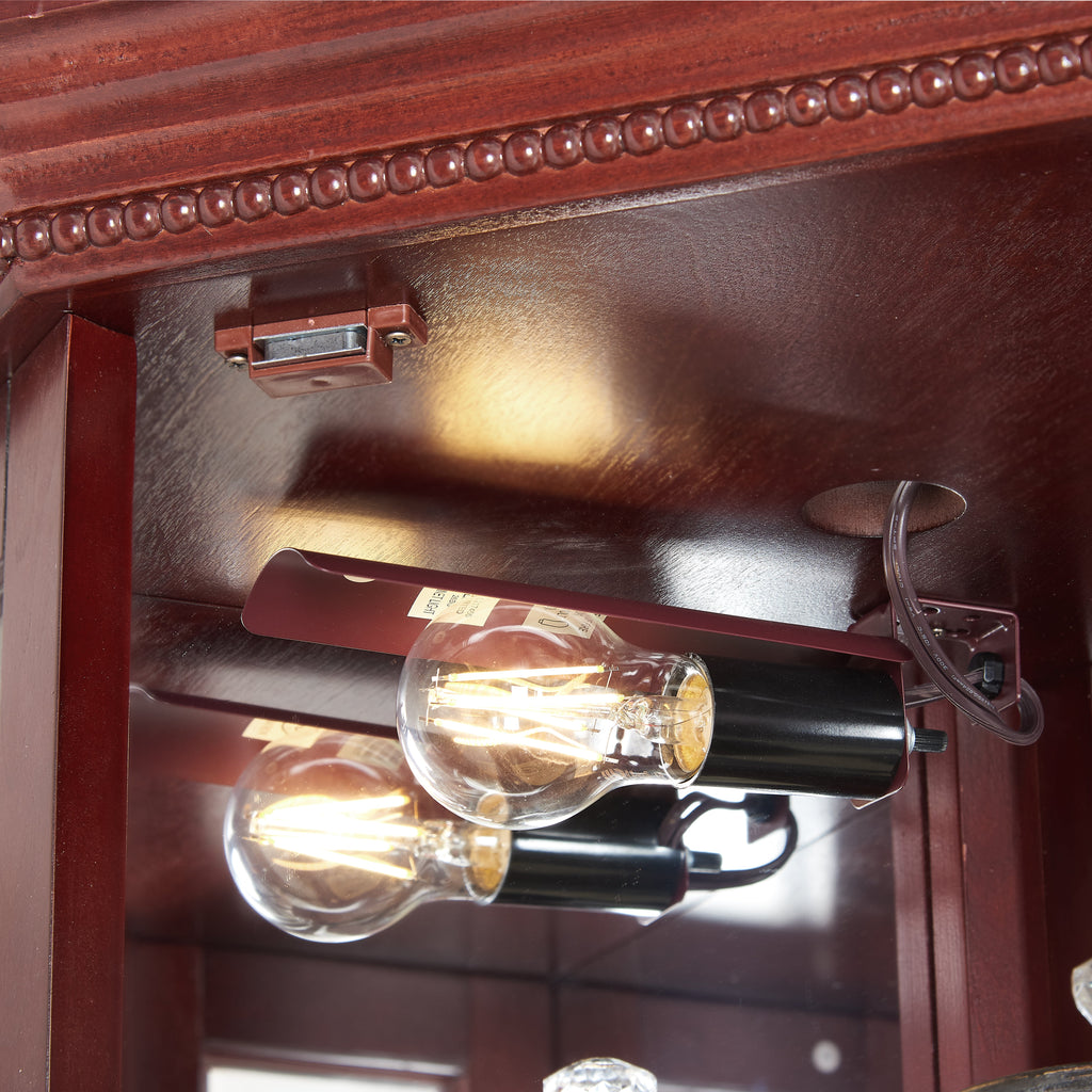 Corner Curio Cabinet with Lights and Adjustable Tempered Glass Shelves