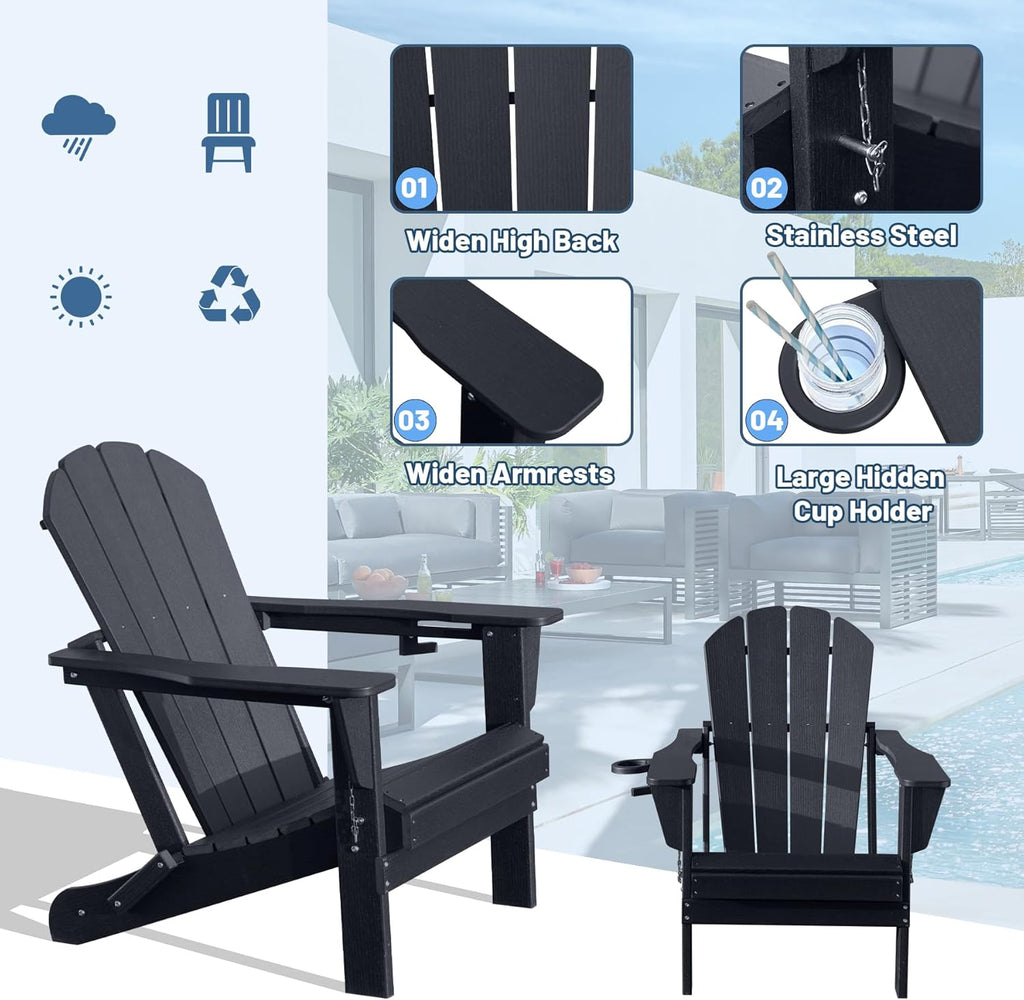 Adirondack Chairs Set of 2 in Black