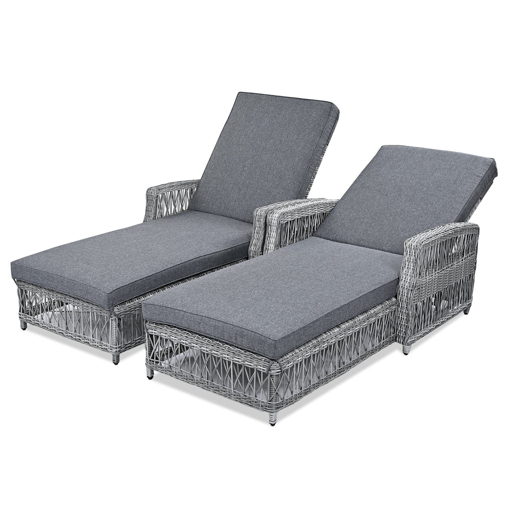 GO 2 Pieces Long Reclining Chaise Lounge Set
