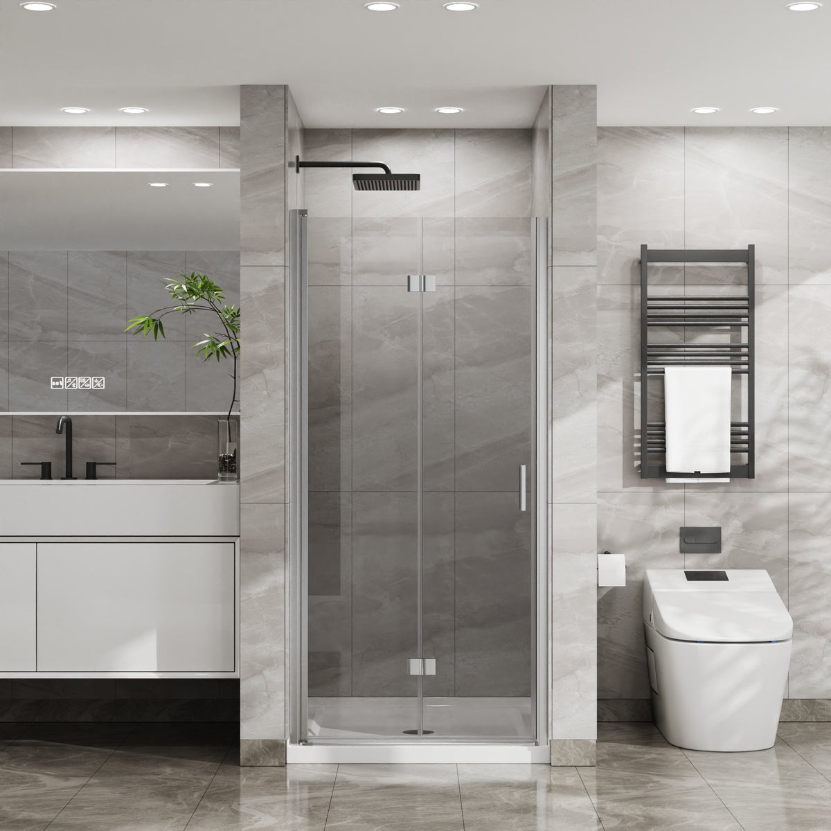 Goodyo 36"x 72" Bifold Frameless Glass Shower Door